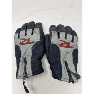 Vintage Rare Rossignol Men's Ski Gloves LG. Grey, Blue, And Red. Wool Like Lined